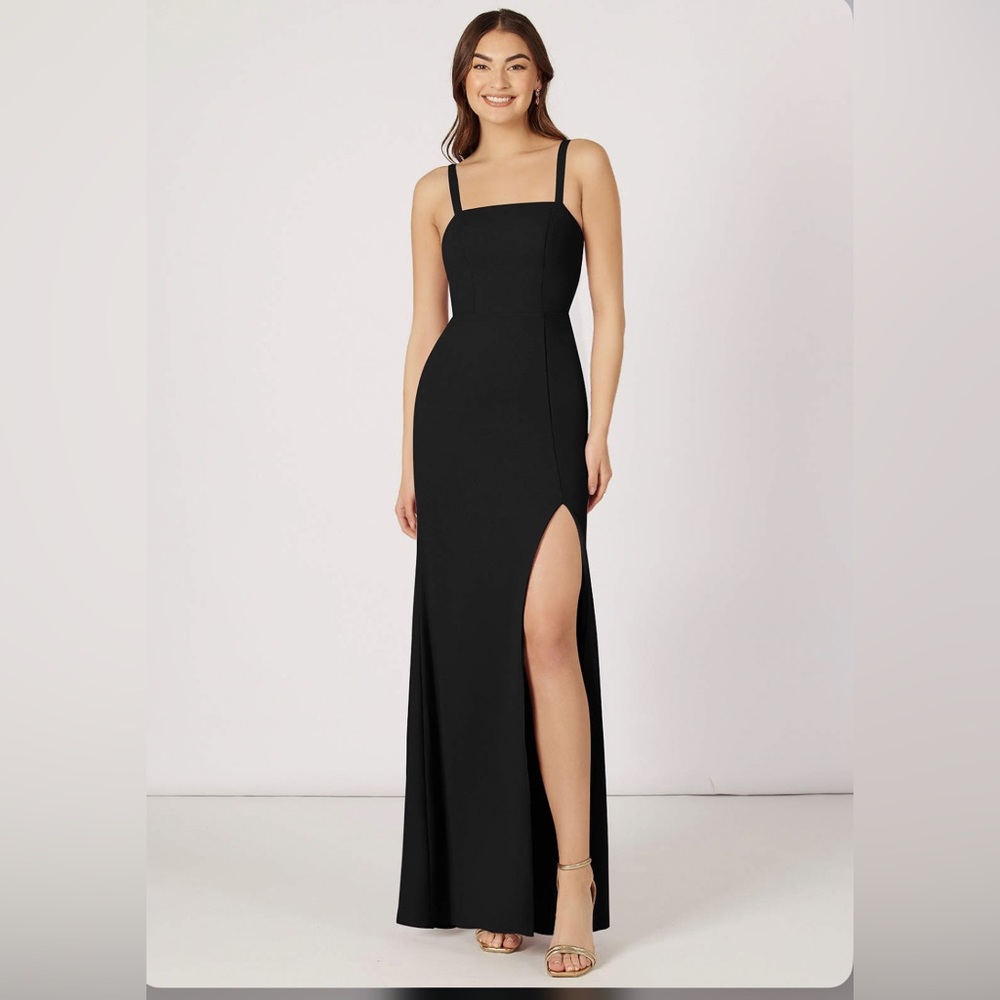Azazie Gianetta Floor Length Dress Black (Size 4)